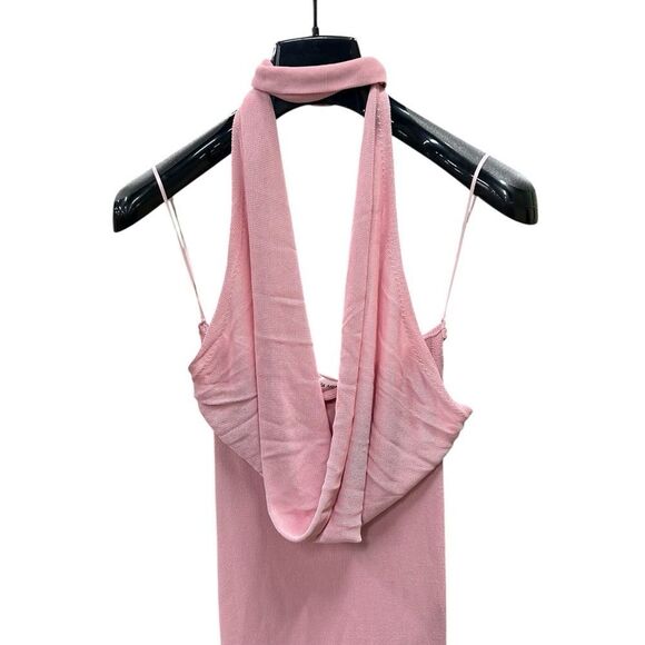 New Aya Muse Edo Halterneck Draped Maxi Dress S Light Pink - Picture 4 of 10